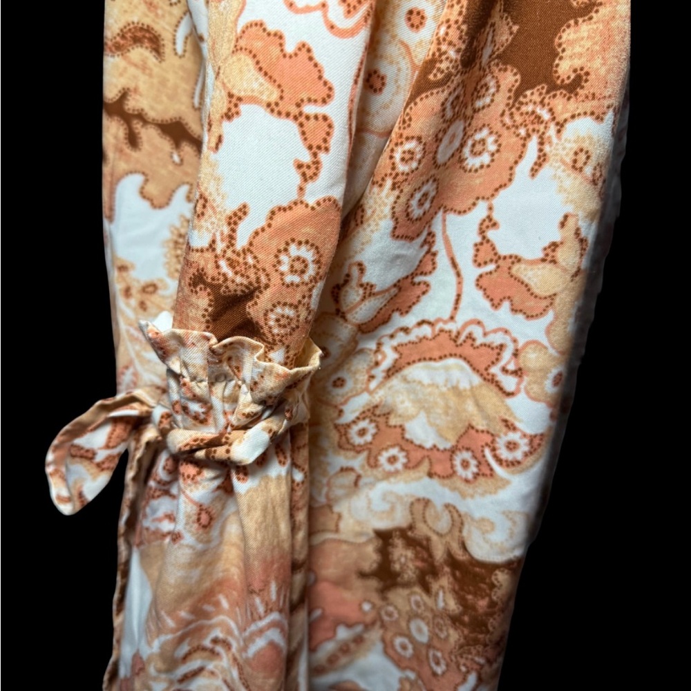 Cottagecore Fall Colors Pink and Brown Floral Blouse Size XL - Picture 5 of 6